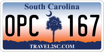 SC license plate OPC167