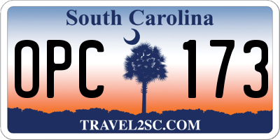 SC license plate OPC173