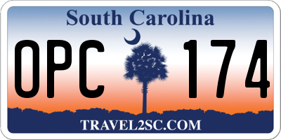 SC license plate OPC174