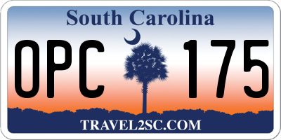 SC license plate OPC175