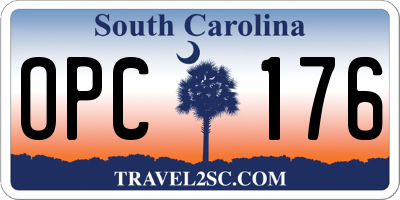 SC license plate OPC176