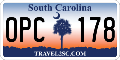 SC license plate OPC178