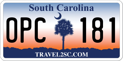 SC license plate OPC181
