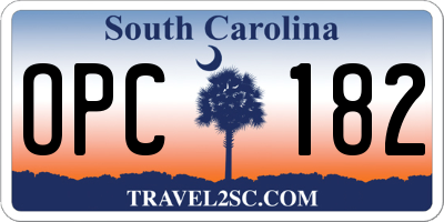 SC license plate OPC182