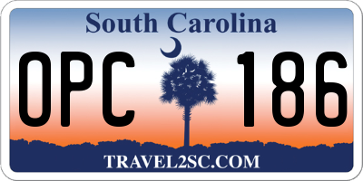 SC license plate OPC186