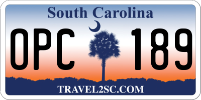 SC license plate OPC189