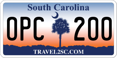 SC license plate OPC200