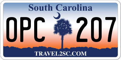SC license plate OPC207