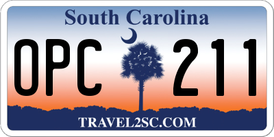 SC license plate OPC211