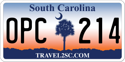 SC license plate OPC214