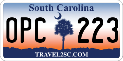 SC license plate OPC223