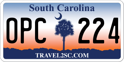 SC license plate OPC224