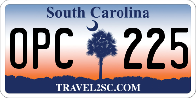 SC license plate OPC225