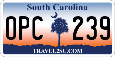 SC license plate OPC239