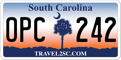 SC license plate OPC242