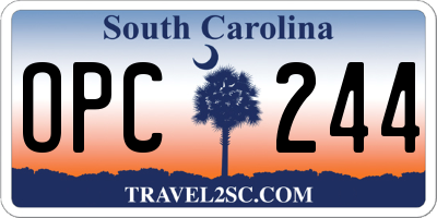 SC license plate OPC244