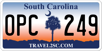 SC license plate OPC249