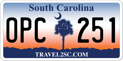 SC license plate OPC251