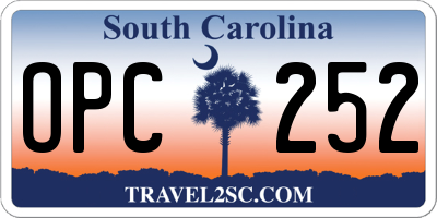 SC license plate OPC252