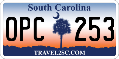 SC license plate OPC253