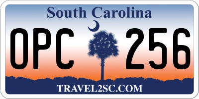 SC license plate OPC256