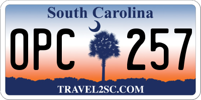 SC license plate OPC257