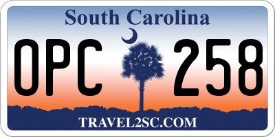 SC license plate OPC258