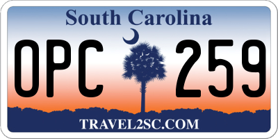 SC license plate OPC259