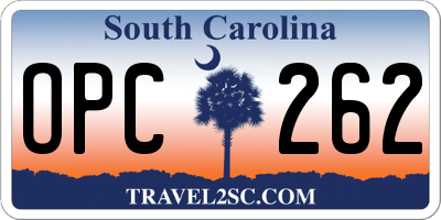 SC license plate OPC262
