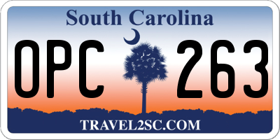 SC license plate OPC263
