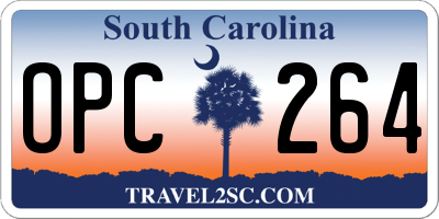 SC license plate OPC264