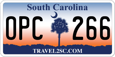 SC license plate OPC266