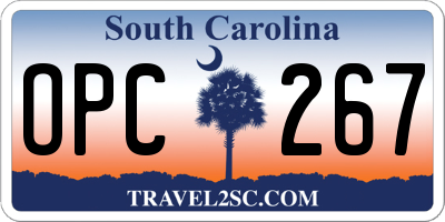 SC license plate OPC267