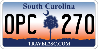 SC license plate OPC270