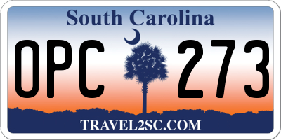 SC license plate OPC273