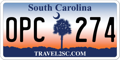 SC license plate OPC274