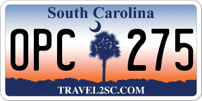 SC license plate OPC275