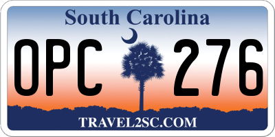 SC license plate OPC276