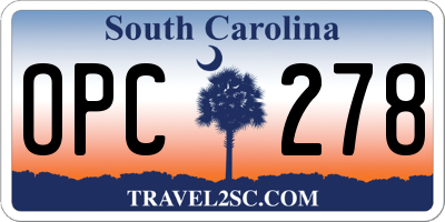 SC license plate OPC278