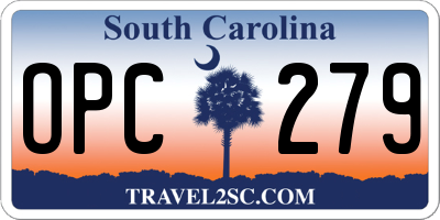 SC license plate OPC279