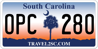 SC license plate OPC280