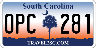 SC license plate OPC281