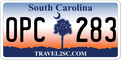 SC license plate OPC283