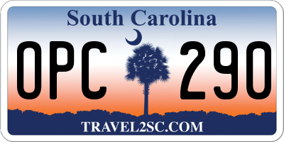 SC license plate OPC290