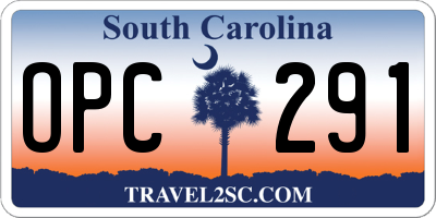 SC license plate OPC291