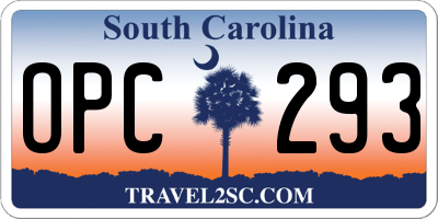 SC license plate OPC293