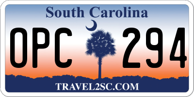 SC license plate OPC294
