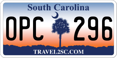 SC license plate OPC296