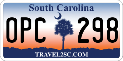 SC license plate OPC298