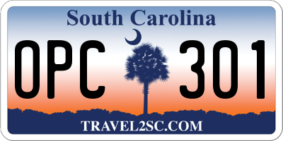 SC license plate OPC301